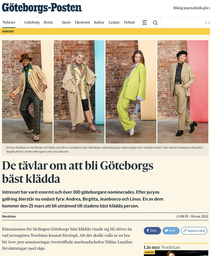 Nordstan utsåg Göteborgs bäst klädda med hjälp av en nativeannons